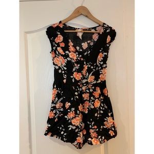 Button-down and Corset-back Floral Romper